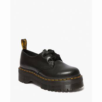 Dr Martens Holly Kožené - Cierne Topánky na Platforme Damske, DR0340